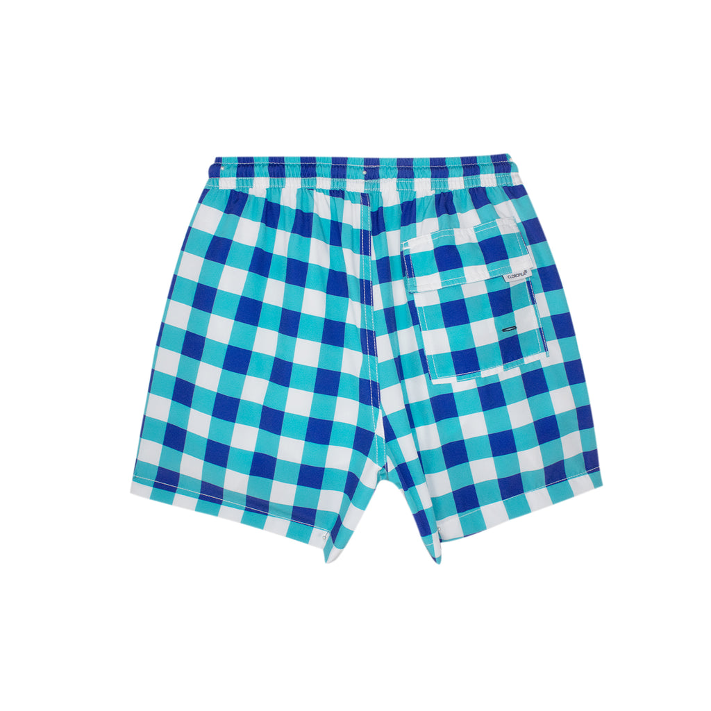 Traje de Baño Hombre | Big Squares Turquoise
